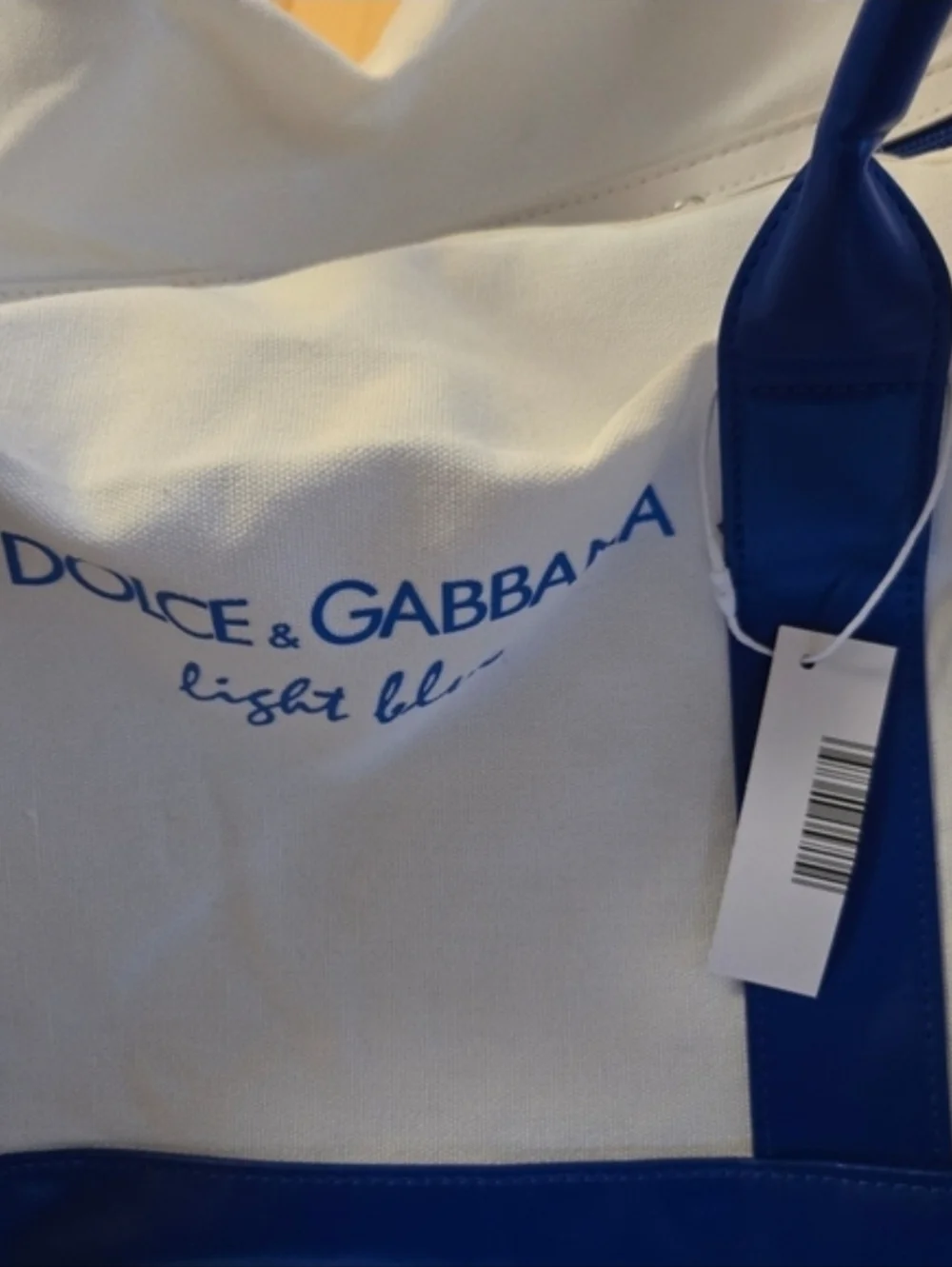 Dolce & Gabbana White and Blue Canvas Duffel with Blue Trim NWT Wekender Bag